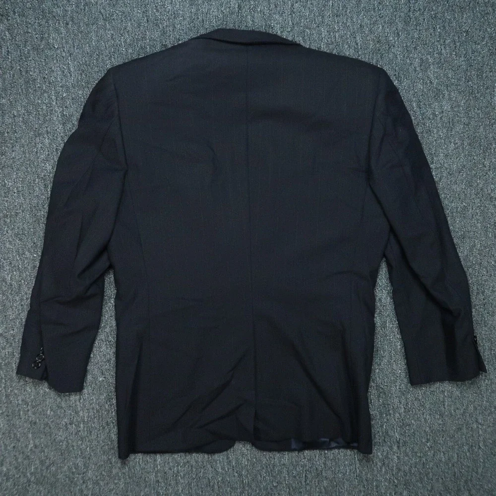 Hickey Freeman Suit Jacket‎ Mens 40R Blue Wool Striped Sport Coat Union Made VTG